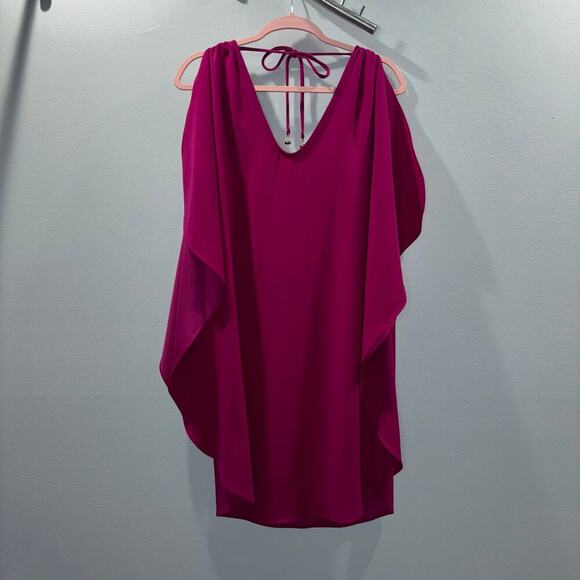 Trina Turk Haipo Shift Dress Hot Pink Flutter Sleeve Tie-Back | Size Small - Picture 6 of 15